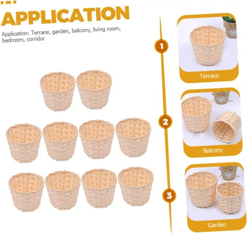 Vista 5 de Unomor 10 unids pequeña cesta apoyos snack Rattan Mini cesta tejida de madera para tejer cesta tejida cesta sauce comida bambú tejido flores cestas