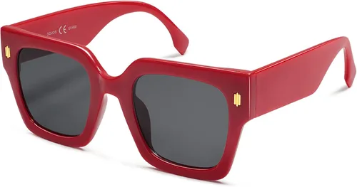 Vista 47 de SOJOS Gafas de sol cuadradas vintage de gran tamaño para mujer, estilo retro, de lujo, grandes, UV400 SJ2194