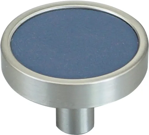 Vista 9 de Tirador de cuero azul de 3.78 pulgadas para armario, pomos de acero cepillado, accesorios modernos para muebles
