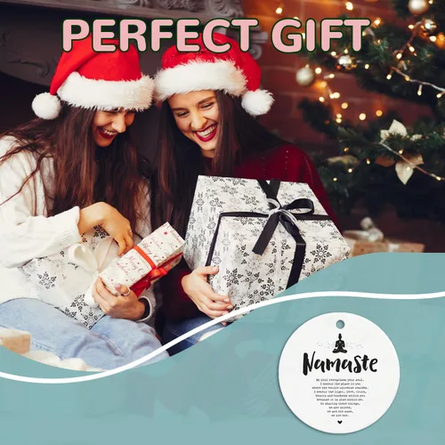 Vista 6 de Adornos de Árbol de Navidad de Cerámica Namaste - Decoración para Habitación de Yoga y Meditación, Adornos Colgantes para Regalos de Navidad