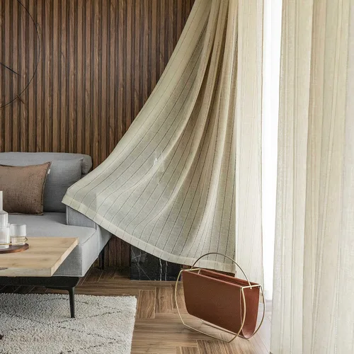 Vista 8 de Home Brilliant Cortinas a rayas transparentes de gasa para ventana pequeña para dormitorio, juego de 2, 54 x 45 pulgadas, gris claro