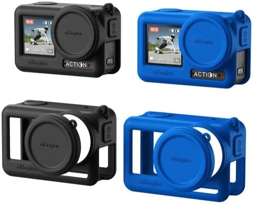 Vista 9 de Coyktonty Funda de silicona para DJI Action 4/Action 3, accesorios de funda protectora para OSMO Action 4 3, funda de silicona/correa a prueba