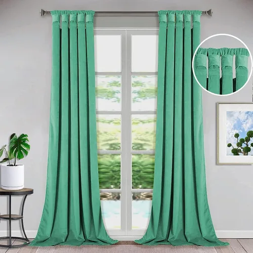 Vista 20 de Bhoomi Collection Cortinas opacas con pestaña superior para sala de estar, cortinas de ventana con aislamiento térmico, oscurecimiento de Rojo Sangre
