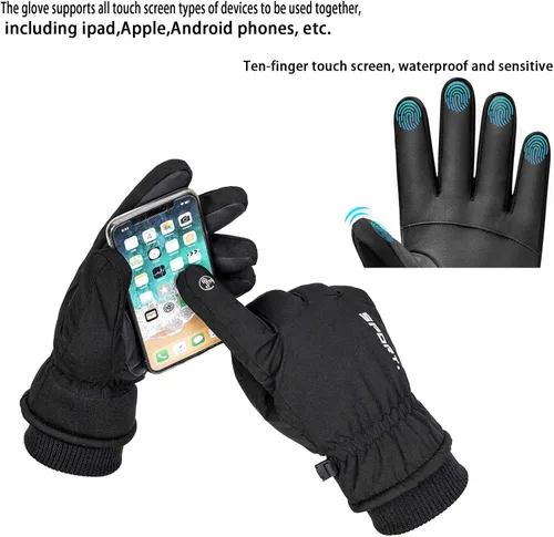 Vista 5 de Guantes de invierno hombres mujeres corriendo pantalla táctil guantes impermeable a prueba de viento frío cálido montar esquí escalada bicicleta
