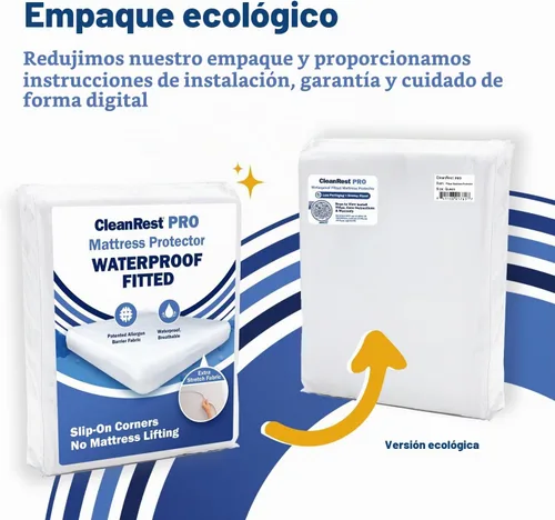 Vista 8 de CleanRest - Protector de sábana bajera impermeable para colchón, máxima defensa contra derrames y desgaste, barrera contra alérgenos MicronOne