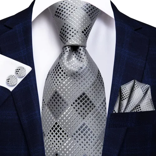 Vista 92 de Hi-Tie Corbatas de seda para hombre, diseño de cachemira a rayas, con bolsillo, gemelos cuadrados, conjunto formal de negocios