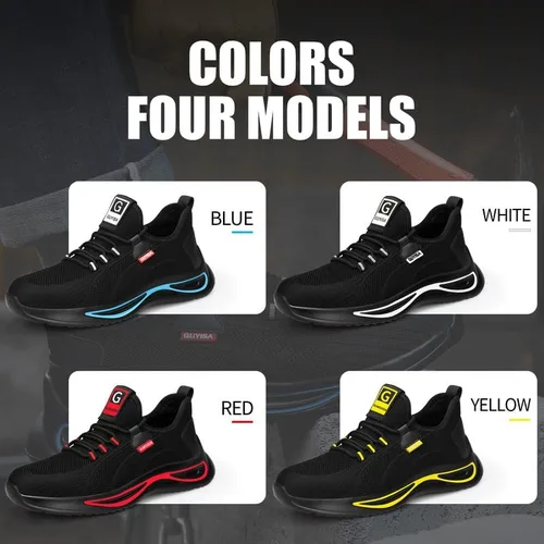 Vista 7 de GLANOUDUN Zapatos de punta de acero para hombres y mujeres, zapatos de trabajo transpirables para hombres, zapatos de trabajo ligeros con punta