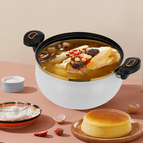 Vista 4 de Olla a presión micro de 8.45 cuartos de galón, antiadherente, utensilios de cocina para microondas, olla versátil con tapa, olla grande inferior