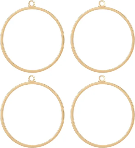 Vista 6 de Beebeecraft 1 Box 20Pcs Round Open Back Bezel Pendant 18K Gold Plated Brass Circle Hollow Mold Charms with Loop for DIY Pressed Flower Resin Crafts