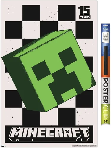 Vista 14 de Trends International Minecraft: 15th Anniversary - Póster de pared Posterized Creeper, 22.4 pulgadas de largo x 14.7 W, versión enmarcada de madera