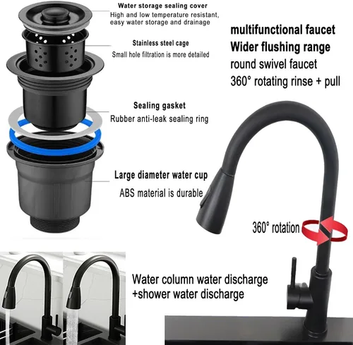 Vista 4 de Gabinete integrado de fregadero de acero inoxidable de lavabo único, fregadero móvil de acero inoxidable para cocina al aire libre, gabinete