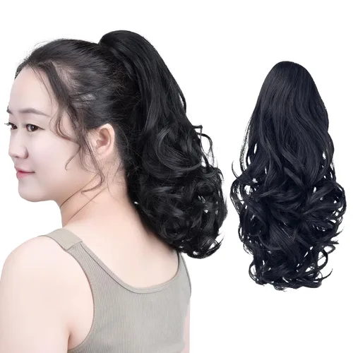 Vista 20 de SYXLCYGG Auburn Clip Cola de caballo Clip Cola de caballo Extensión de cola de caballo ondulado 10 pulgadas 3.5 oz pelo sintético falso pieza