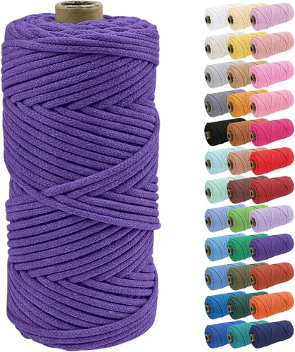 Vista 69 de JeogYong Cuerda de macramé de 0.157 in x 109 yardas, cuerda trenzada de algodón natural, cuerda de macramé para bolsas de ganchillo, colgar