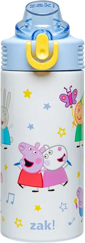 Vista 12 de Zak Designs Bluey Sage - Botella de agua para niños para la escuela o viajes, botella de agua de acero inoxidable de 14 onzas con popote, asa y tapa