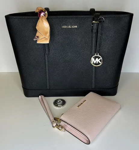 Vista 3 de Michael Kors MICHAEL Michael Kors Jet Set - Bolso de hombro grande TZ con gancho para bolso de muñeca con doble cremallera