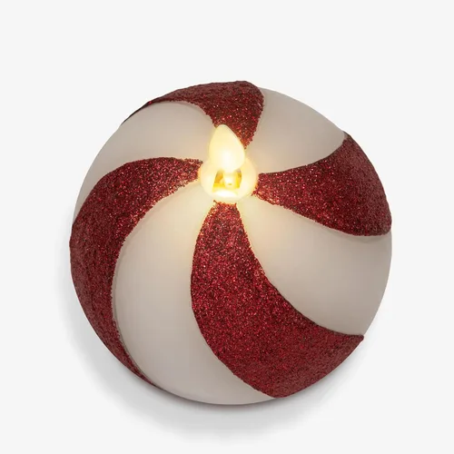 Vista 7 de Luminara - Vela de esfera de cuentas de cristal sin llama para las fiestas con purpurina - Bastón de caramelo rojo - Paquete de 1-4x4.25