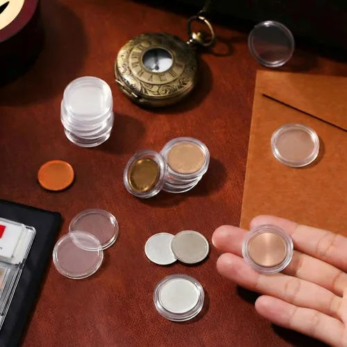 Vista 2 de 400 unidades de 0.827 in para monedas, cápsulas de plástico redondo transparente para monedas de barra plateada suministros de colección de monedas