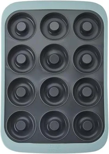 Vista 17 de Chicago Metallic Molde de silicona para magdalenas de 12 tazas, color azul, antiadherente con borde reforzado con alambre, apto para horno hasta 428