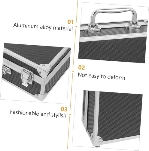 Vista 4 de Caja de herramientas de aluminio rígido para hombres Caja de aluminio con forro de esponja Portátil Caja de almacenamiento de herramientas duras
