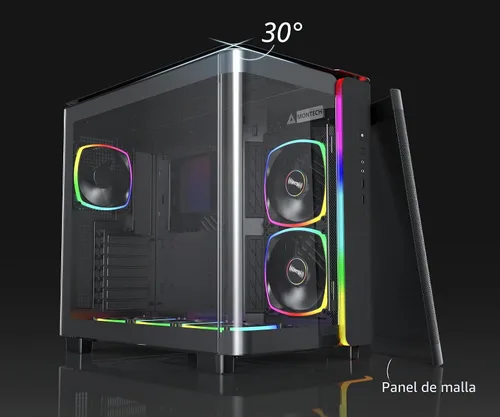 Vista 2 de Montech King 95 PRO - Carcasa de PC Gaming ATX de media torre de doble cámara, alto flujo de aire, paneles sin herramientas, frente curva de vidrio