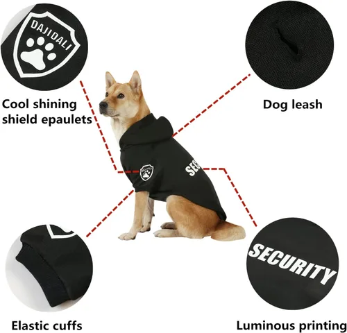 Vista 5 de Sudadera de seguridad con estampados que brillan en la oscuridad DAJIDALI - Ropa para perros - Sudadera de invierno - Chaqueta de suéter abrigada