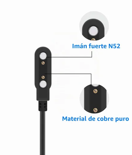 Vista 4 de Cargador universal para reloj inteligente, magnético, accesorios de reloj inteligente de 2 pines de 0.300 in, cable de cargador magnético