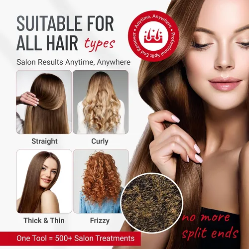Vista 7 de Split-Ender Pro 2 - Herramienta de Belleza Profesional Original - Recortadora Inalámbrica de Puntas Abiertas para Cabello Dañado, Seco, Quebradizo