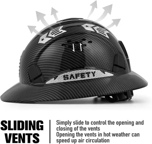 Vista 6 de Casco duro de ala completa, casco de seguridad aprobado por la OSHA, Cascos De Construcción, casco duro de construcción ventilada, trinquete