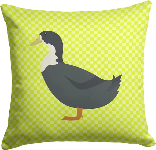 Vista 99 de Caroline's Treasures BB8163PW1414 Beltsville - Almohada decorativa de tela a cuadros pequeños, color blanco, pavo y gallina azul, lavable a máquina