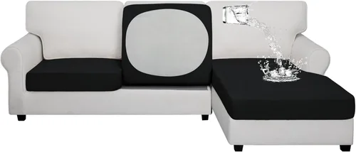 Vista 65 de Easy-Going Funda de cojín 100% impermeable para asiento de sofá, funda de cojín elástica de muebles, para niños, mascotas, cojín de sofá biplaza