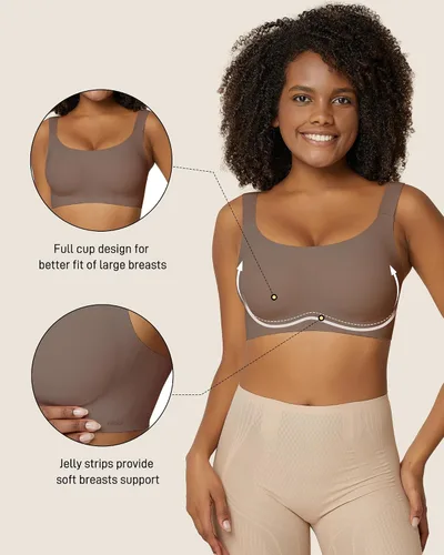 Vista 3 de Niidor Bralette sin varillas para mujer, ajustable, sin costuras, cómodo brasier sin varillas