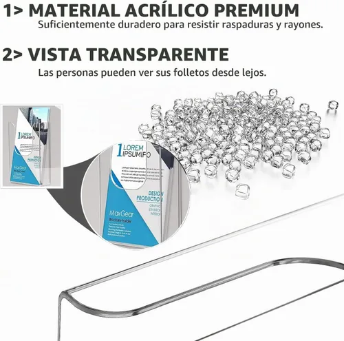Vista 2 de MaxGear - Soporte de pared acrílico para folletos, 4 pulgadas de ancho, paquete de 3