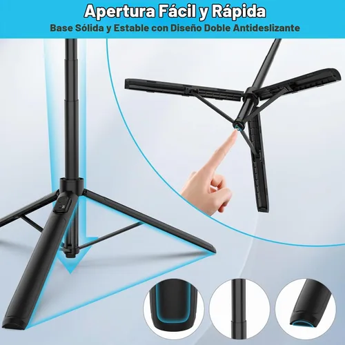 Vista 3 de Ailight Trípode de viaje extensible de 60 pulgadas y palo selfie con zapata fría y control remoto inalámbrico, cabeza de bola de 360° para vlogging