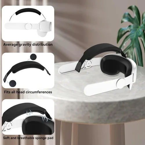 Vista 6 de Okaycat Head Strap Compatible with Oculus Quest 2Meta, 360ã Adjustable Hinge Ear Muffs Accessories, Soft Foam and Skin-Friendly PU Surface Enhanced