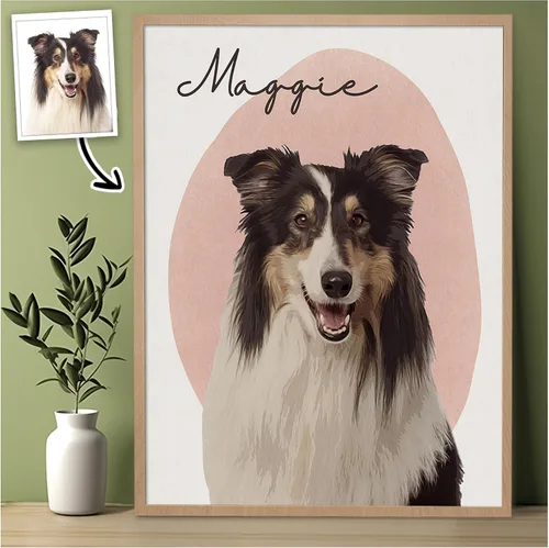 Vista 12 de 39HABORA Póster de lienzo personalizado con retrato de mascota a partir de foto, pintura en acuarela, arte de pared personalizado con retrato