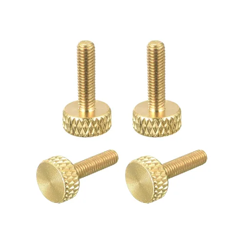 Vista 12 de uxcell 10 tornillos moleteados de latón, M3x8mm 0.453 in de longitud, perno de agarre plano, sujetadores para electrónicos, mecánicos