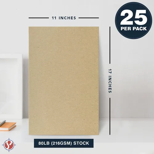 Vista 6 de Papel de cartulina marrón Kraft, pesado de 11 x 17 pulgadas para tarjetas de felicitación de negocios e invitaciones, etiquetas de regalo, arte