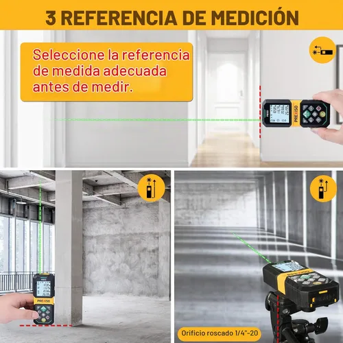 Vista 2 de PREXISO Medidor Láser Recargable, Herramienta de Medición Láser de Haz Verde de 265 Pies con Sensor de Ángulo y Almacenamiento de 30 Conjuntos