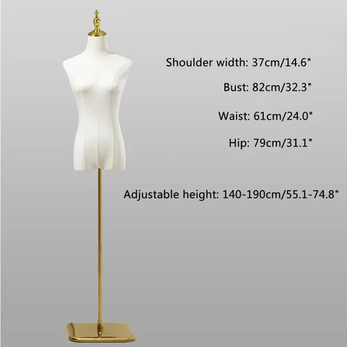 Vista 6 de Maniquí femenino Torso Maniquí Forma de Vestido, Maniquí de Vestido de Novia de Altura Ajustable, Modelo de Exhibición de Ropa Soporte de Cuerpo
