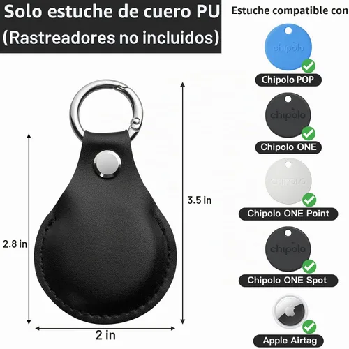Vista 2 de Funda para Chipolo POP Tracker Tag, soporte de cuero PU
