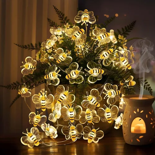 Vista 18 de Cadena de luces con estrellas, 30 LED de cristal, funciona con pilas, 10 pies, decoración para dormitorio