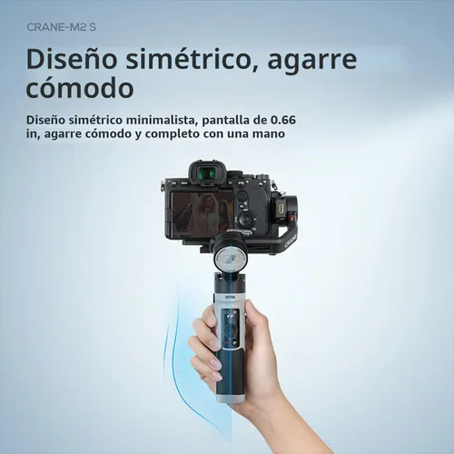 Vista 5 de Zhiyun Crane M2S Combo Gimbal Estabilizador para cámaras, luz de llenado integrada, control Bluetooth, disparo vertical, compatible con cámaras sin