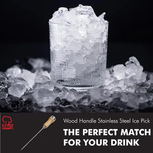 Vista 5 de Chef Craft - Seleccione palillo de hielo con mango de madera, herramienta para romper hielo de acero chapado con mango de madera, hoja de 10