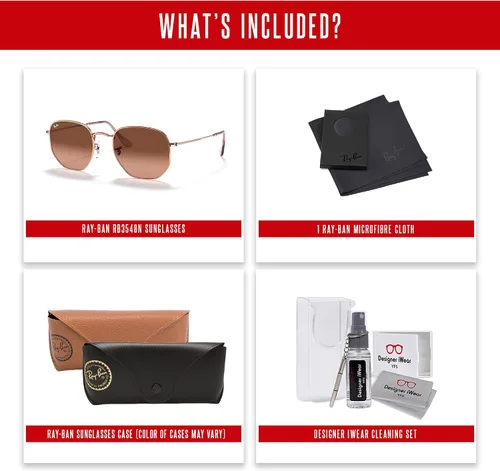 Vista 5 de Ray-Ban RB3548N - Gafas de sol hexagonales 001 de 54 M para hombres y mujeres (grande), paquete con kit de diseñador iWear