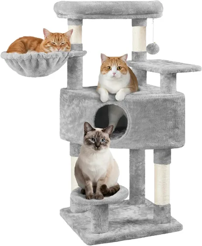 Vista 10 de Yaheetech Torre de árbol para gatos de 46 pulgadas Centro de actividades para interiores de varios niveles con amplios condominios, postes