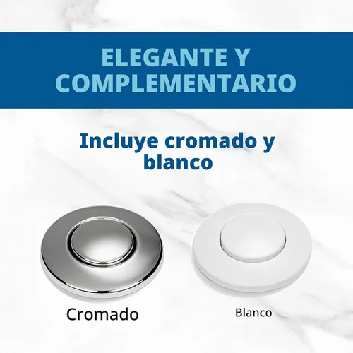 Vista 4 de InSinkErator STS00 interruptor de aire para fregadero o mesada con doble salida, incluye botón cromado y blanco, STS-00