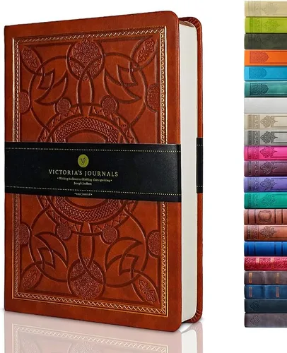 Vista 10 de Victoria's Journals Cuaderno con forro de cuero sintético y tapa dura, diario de viaje con diseño vintage de aspecto antiguo, tamaño A5, 5.7 x 8.1
