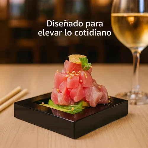 Vista 7 de Restaurantware Platos de postre de 2.5 x 2.5 pulgadas, 20 platos desechables para aperitivos, para alimentos fríos, mini platos de plástico negro
