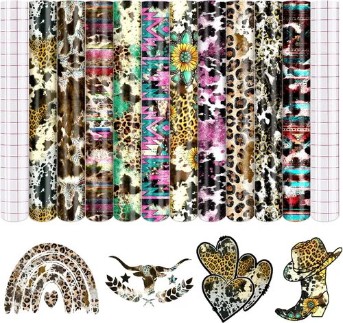 Vista 11 de Vinilo adhesivo permanente con estampado de animales africanos, 12 hojas de 12 x 10 pulgadas para manualidades de vasos Estampado De Animales -12