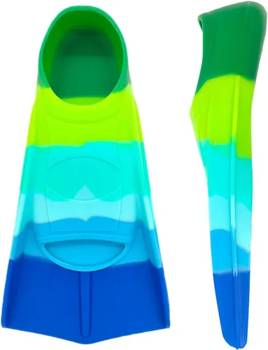 Vista 8 de Aletas de natación para niños, cómodas aletas de silicona para nadar y bucear, tamaño adecuado para principiantes, niños, niñas, niños y adultos